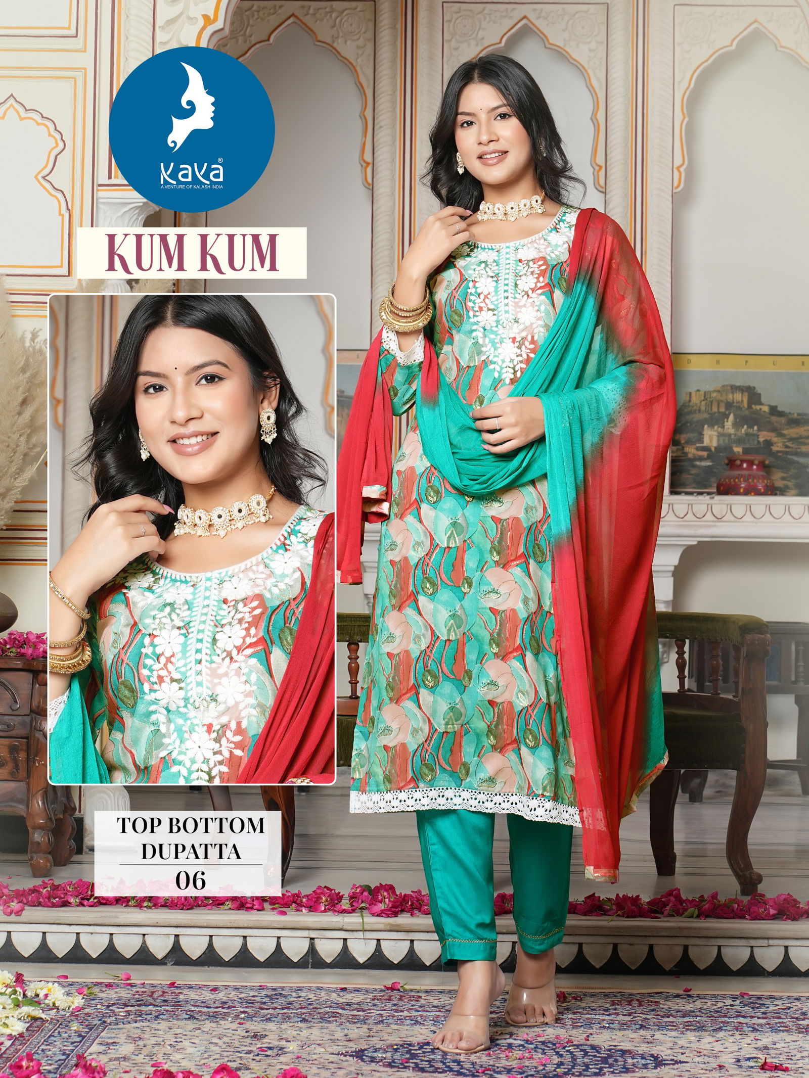 Kum Kum By Kaya Foil Printed Kurti With Bottom Dupatta Wholesale Shop In Surat